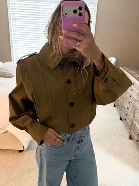 Zara Pleated Trench Cropped Jacket - S
